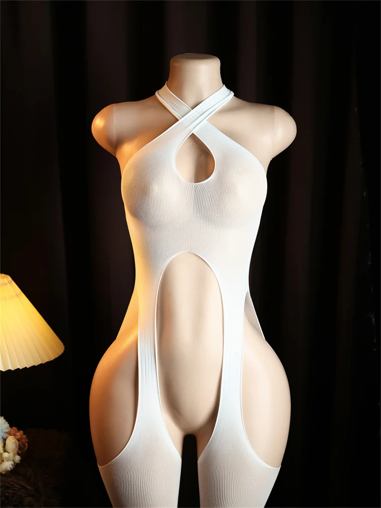 Sexy Lingerie Bdsm Body Stockings Crotchless Sex Tights Sheer Open Women Underwear Erotic Costume Teddy Babydoll Bodysuit image 2
