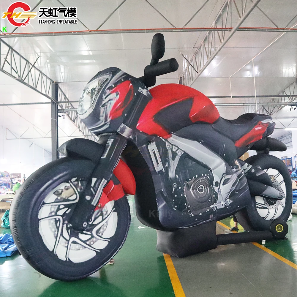 Modelo de motocicleta inflável gigante feito sob medida, grande réplica de bicicleta com motor inflável personalizado
