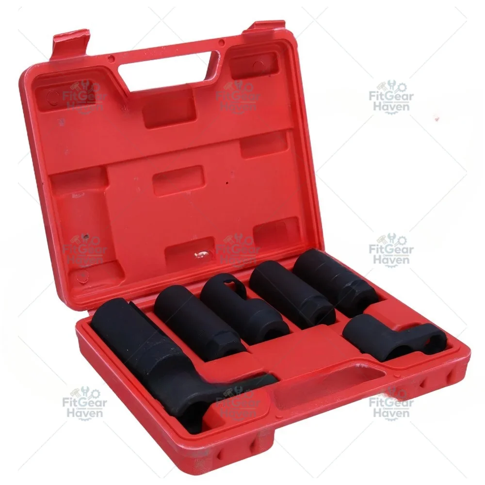 7-Piece Oxygen Sensor Removal Tool Kit | Open-End Socket Wrench Adapter Set for Car Repair & Maintenance