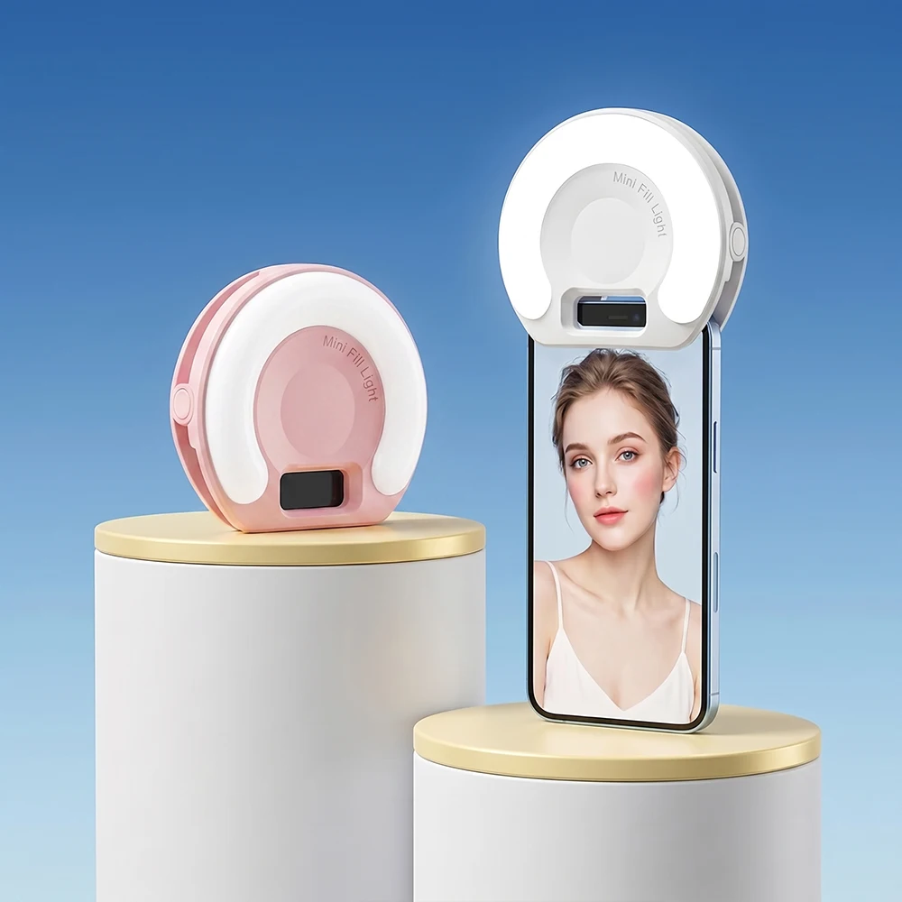 Portable Mini Selfie Ring Light Clip On Makeup Light for Phone Camera Beauty Vlog Video Recording Rechargeable LED Fill Lamp