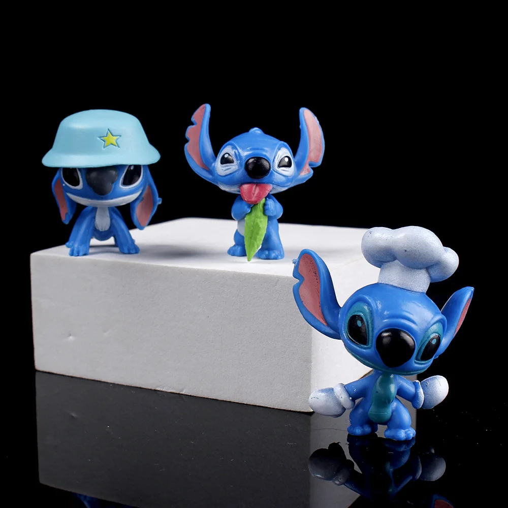 Stitch Doll Cartoon Stitch Toys ornamenti Micro Landscape Cake Decoration Figure Kid Birthday Gift Action Figures Anime Ten Pcs