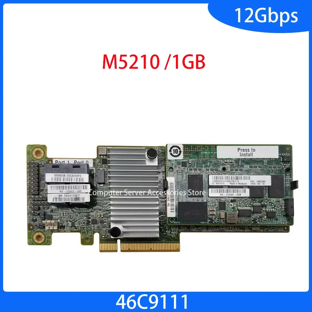 

Оригинальный контроллер M5210 SATA / SAS RAID, 1 ГБ, 12 Гбит/с, PCIe X8 для Server Aid 44W3394 46C9111, Карта контроллера, смарт-карта массива