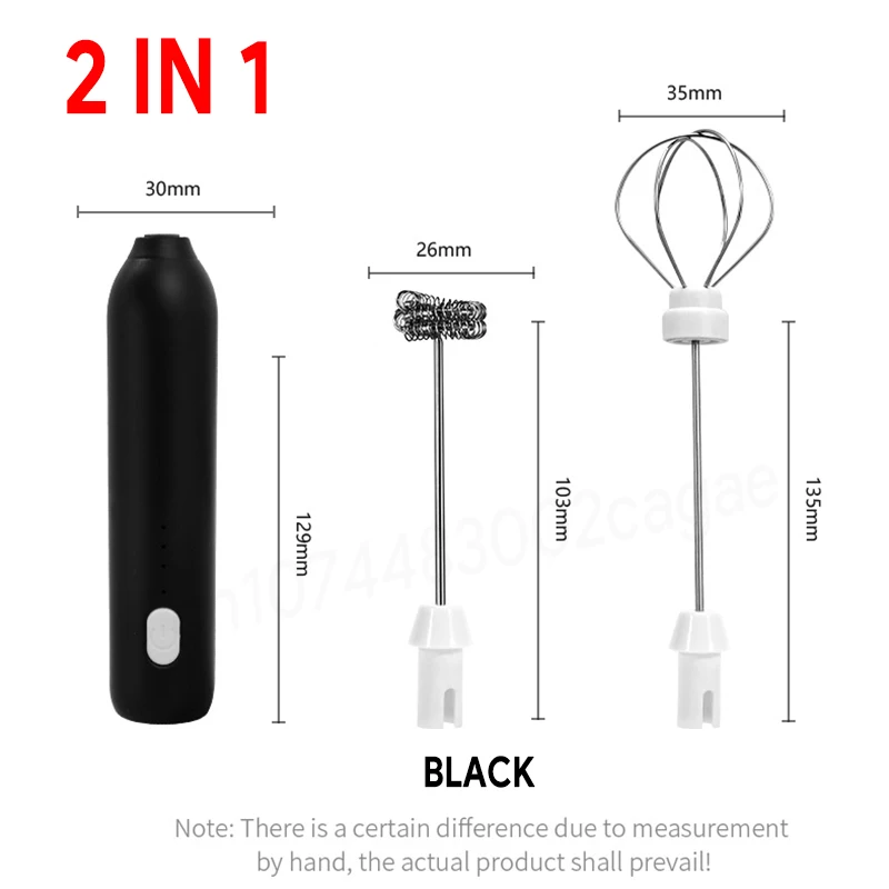 HOT Elektrische Melkopschuimer + Eiklopper Draadloos Type-C Opladen 3 Snelheden Mini Handheld Schuimmaker Koffie Garde Koken Gereedschap
