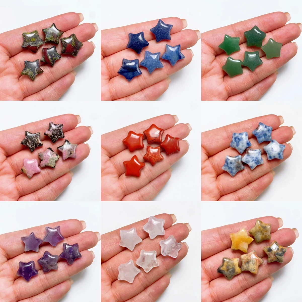 15MM Natural Mini Star Statue Crystal Quartz Stone Stars Meditation Healing Reiki Gemstone ciondolo fai da te regalo decorazione della casa