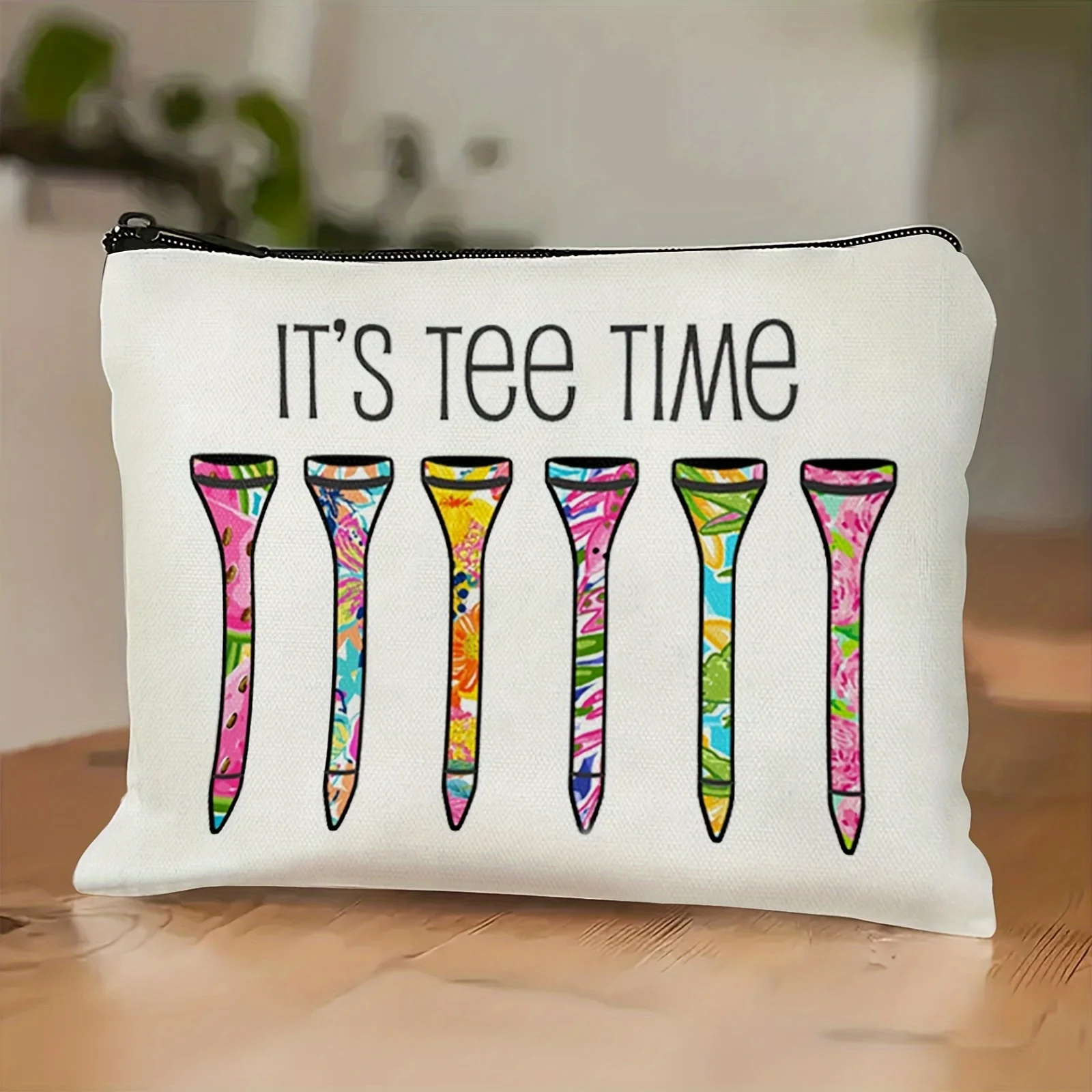 

Сумка для гольфа для девочек с дизайном "It's Tee Time", косметичка с красочными иллюстрациями карандашей, полиэстеровая повседневная сумка для хранения