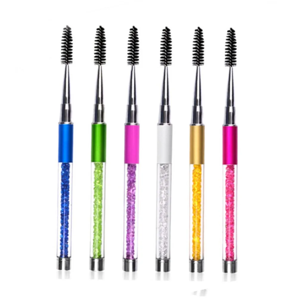 Rhinestone Handle Lash Brush Escovas de cílios reutilizáveis Varinha aplicadora de rímel Ferramenta de maquiagem de extensão de cílios