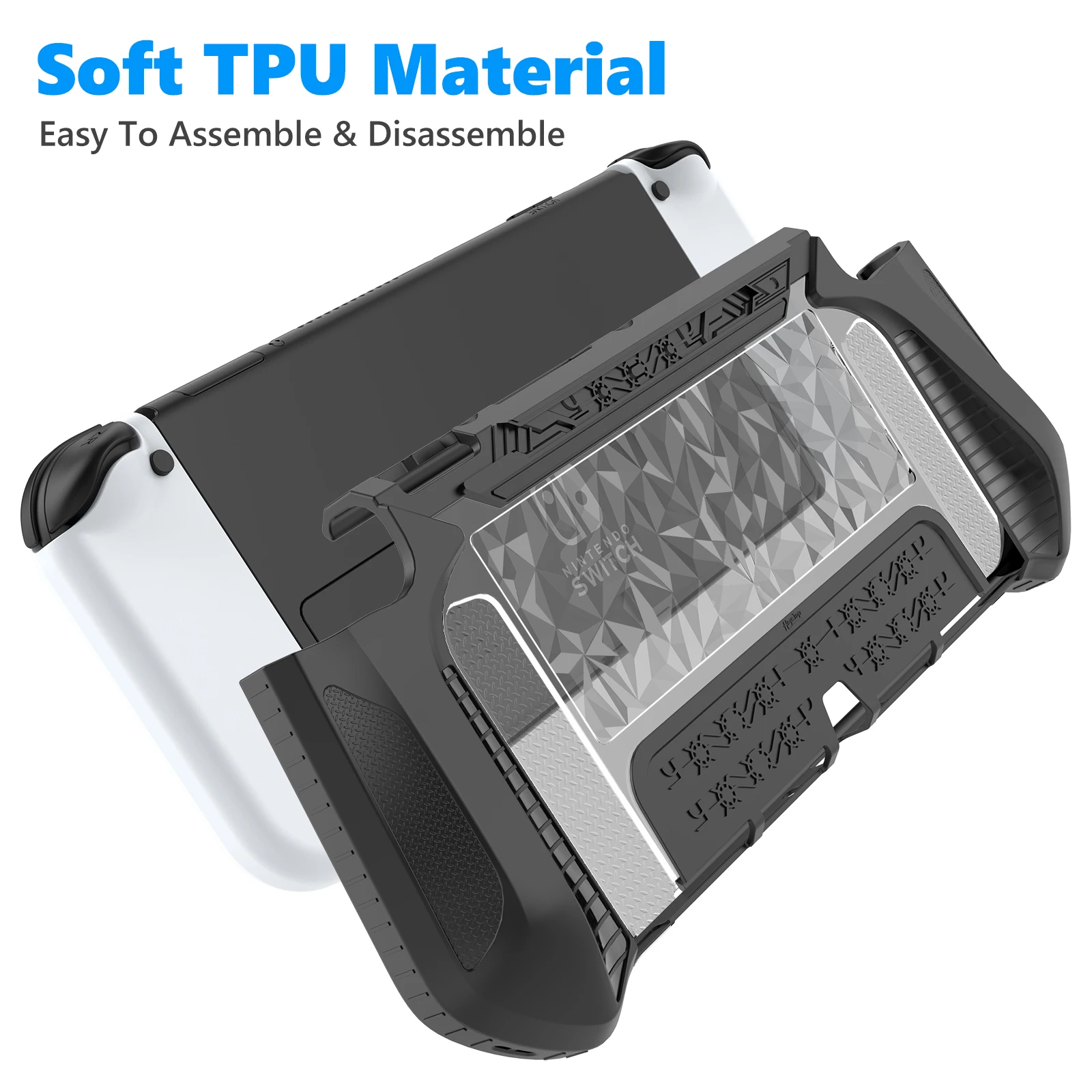 Mooroer-funda protectora para Switch OLED, funda protectora de TPU y PC Compatible con Nintendo Switch OLED