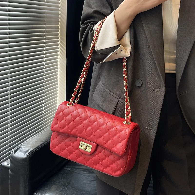 Bolsa de ombro feminina elegante – Bolsa crossbody feminina de couro genuíno com bolsas de grife famosas