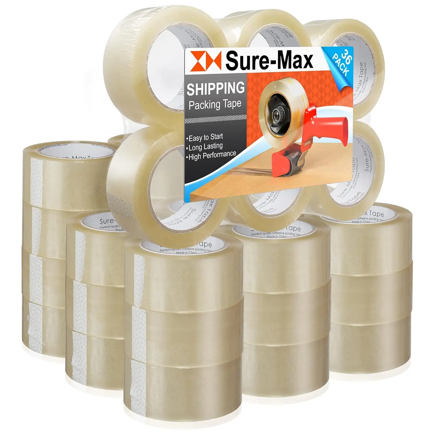 

Premium Carton Packing Tape 1.8 mil 330 Feet (110 Yards) - Clear - 1 Case (36 Rolls Total)