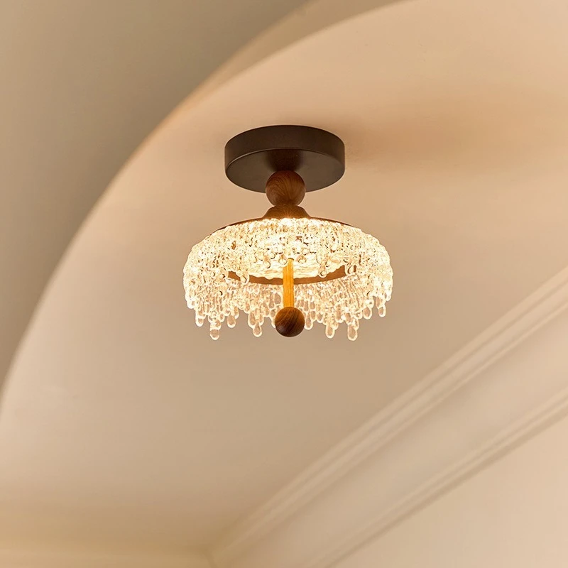 

Medieval restaurant ceiling light walnut color water drop design retro full spectrum dining table bar retro ceiling light