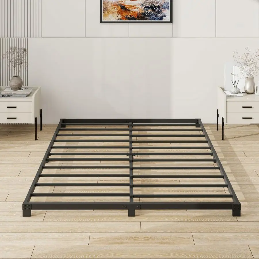 Inch Bed Frame Queen Size Low Profile, Queen Heavy Duty Platform Bed Frame No Box Spring Needed, Easy Assembly, Noise Free, Blac