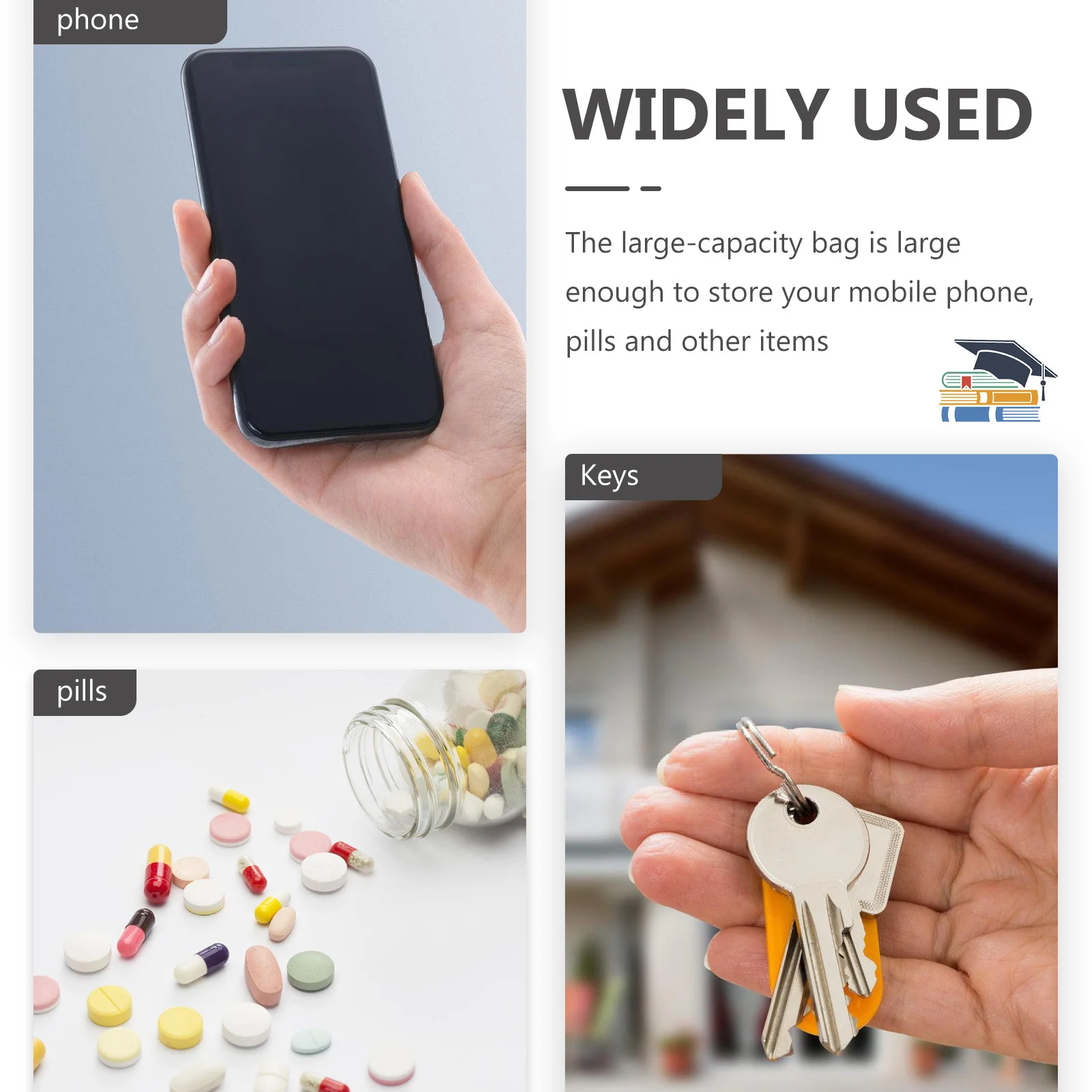 

Wheelchair Armrest Bag Large Capacity Lightweight Durable Hanging Pouch For Walker Storage Organizer Portable Sundries