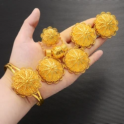 Ethiopian Gold Plated Bridal Jewelry Sets Necklace Earrings Bangle Ring Gifts Wedding Jewellery Set For Women