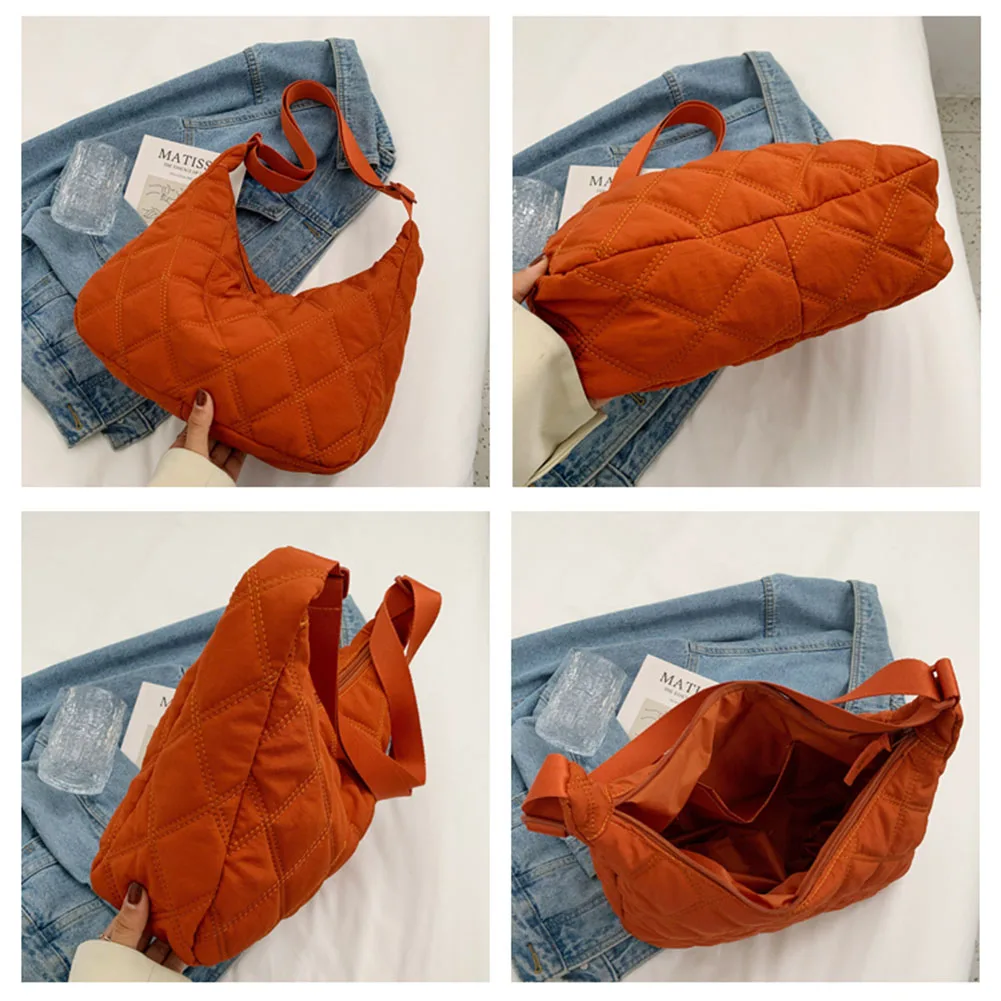 Bolso cruzado a la moda para mujer, bolso de hombro acolchado de Color sólido, correa ajustable, gran capacidad para Otoño e Invierno