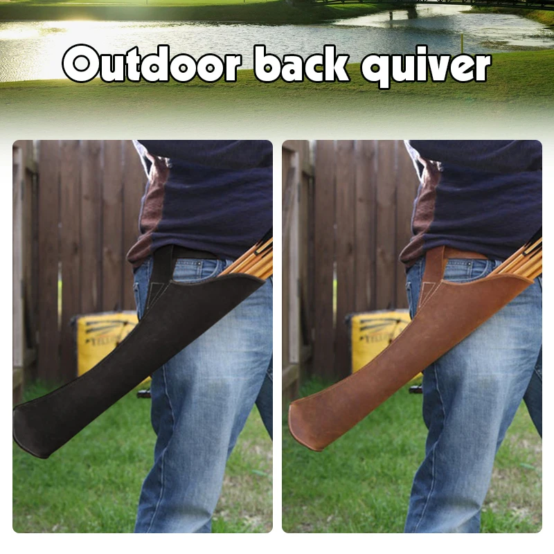 กระเป๋าใส่ธนูหนังแท้สีดำสไตล์ยุคกลาง สำหรับนักรบ นักล่า นักเดินทางขี่ม้า ตกแต่งธนู ยิงธนู สำหรับฮาโลวีน
