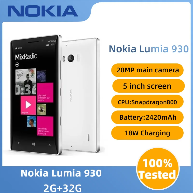 Nokia Lumia 930 Unicom 3G SmartPhone CPU Qualcomm Snapdragon 800  20MP Cameraoriginal used phone