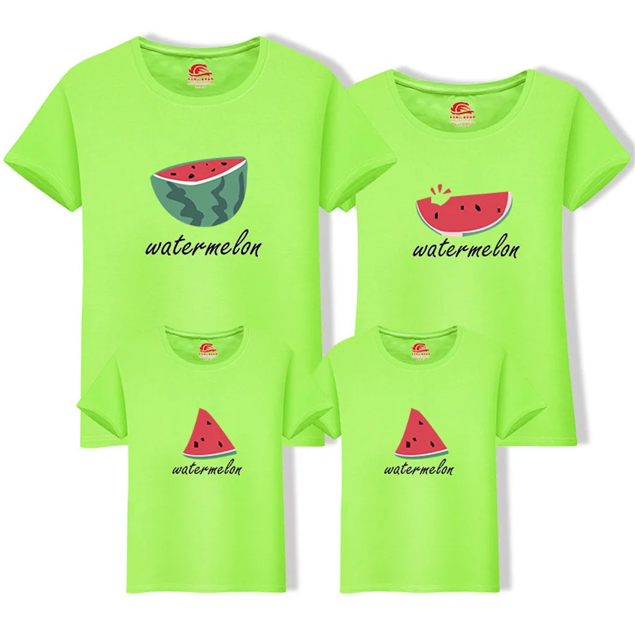 Mommy Daddy Brother Sister Baby Family Matching T-shirts Watermelon pattern Family Clothes Summer Cotton Family Look Outfits