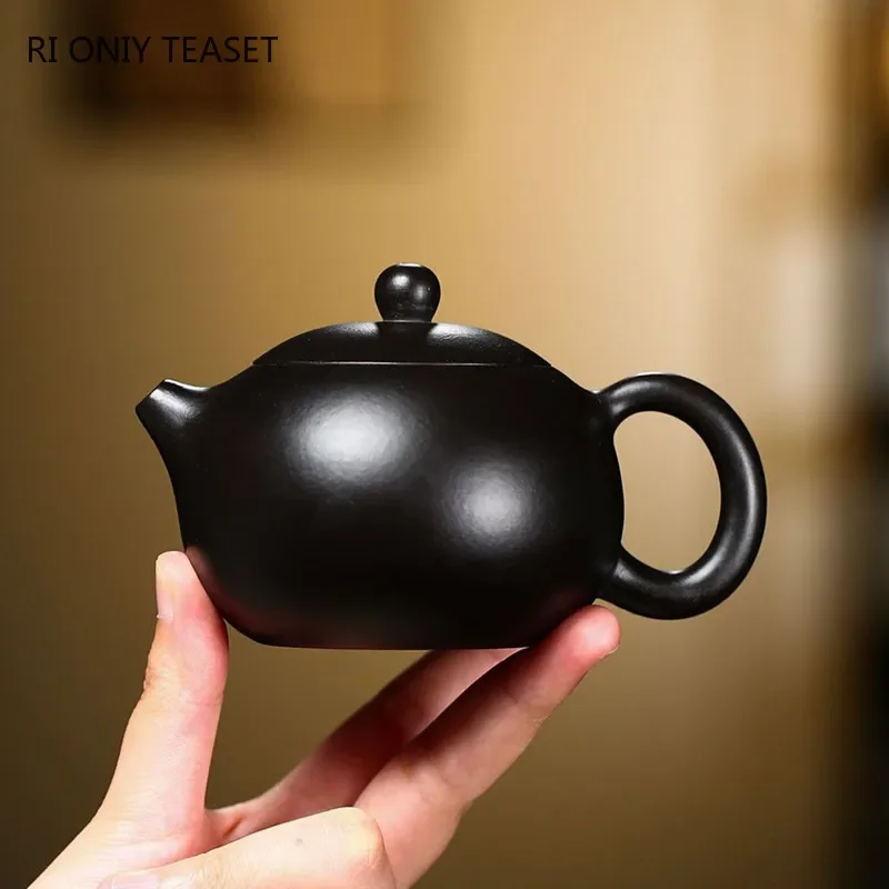 170ml Chinese Yixing Purple Clay Teapots Handmade Black Mud Xishi Tea Pot Raw Ore Zisha Teaware Beauty Tea Infuser Kettle