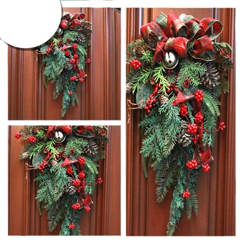 American Creative Wreath Wall Hanging 60/90CM Christmas Upside-down Tree Half-sided Tree Christmas Decoration Pendant Ornaments