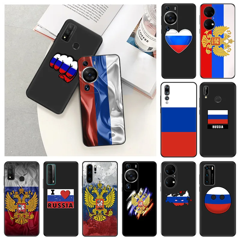 Weiche Hülle für Ehre 70 90 magic5 pro x6 x7 x8 a x9 b 8x x7b huawei p40lite p30 p20 p smart russia flagge schwarze handy hüllen abdeckung