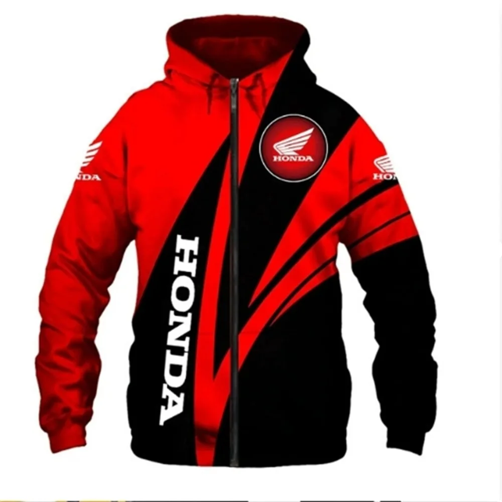 

Spring Fashion Honda Motorcycle Hoodie, Men's Cardigan Jacket, Thin Full Zipper, 3D-Printed Men's Honda Logo Clothing