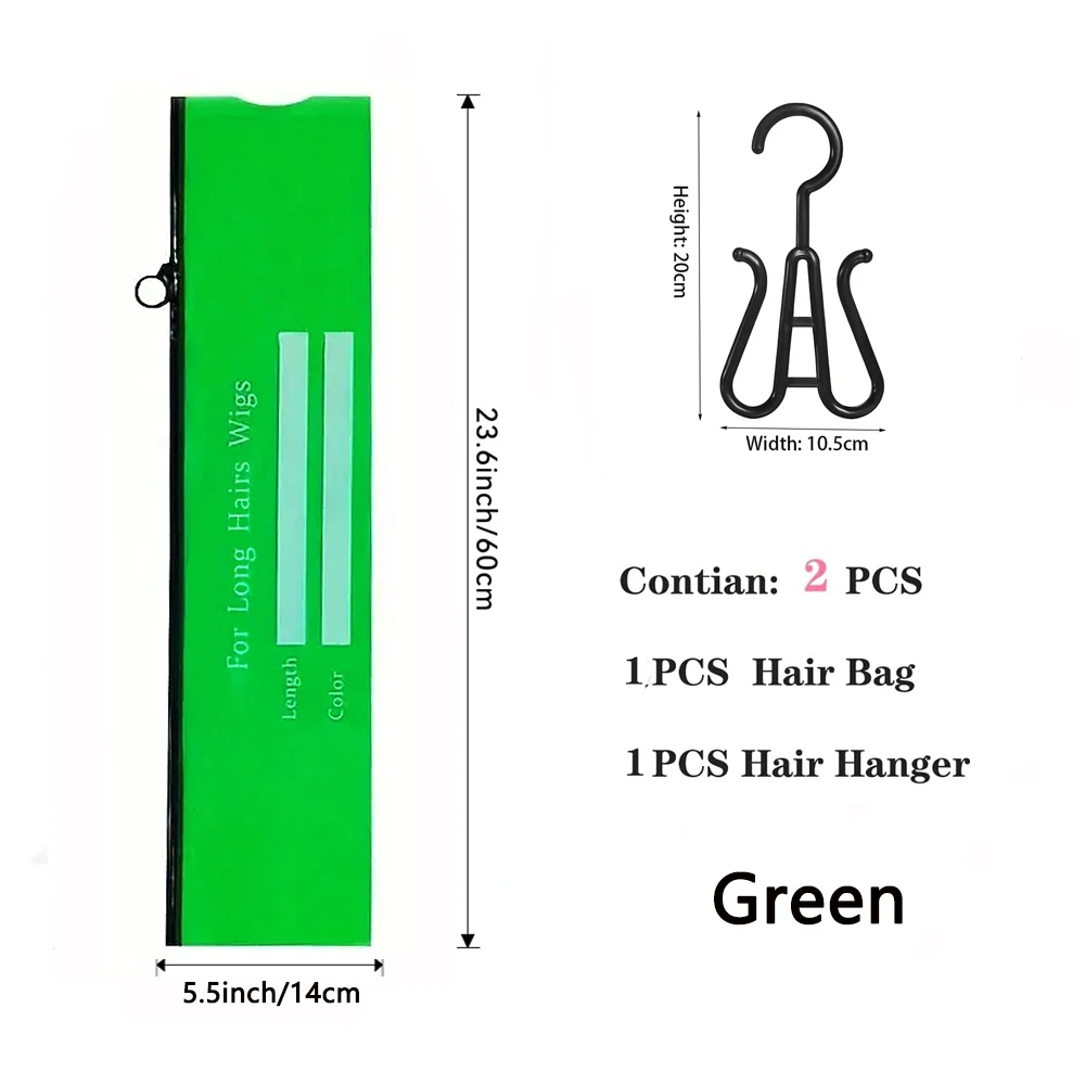 Bolsa de almacenamiento de extensión de cabello con cremallera barata, bolsa de almacenamiento de Peluca de Pvc con colgador para múltiples pelucas, bolsa púrpura de 60Cm de longitud con gancho, 1 Juego