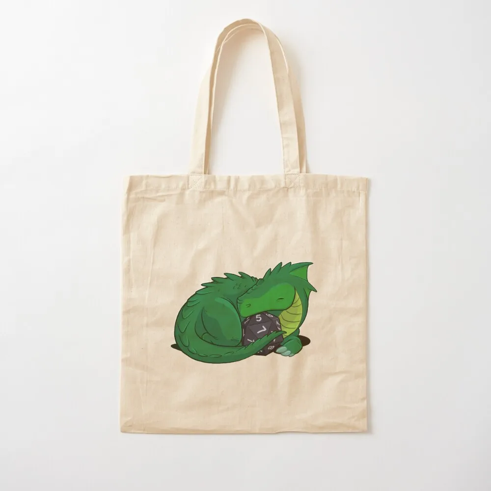 D20 Green Dragon Tote Bag حقيبة قماشية قابلة لإعادة الاستخدام أكياس البقالة حمل حقيبة امرأة شخصية