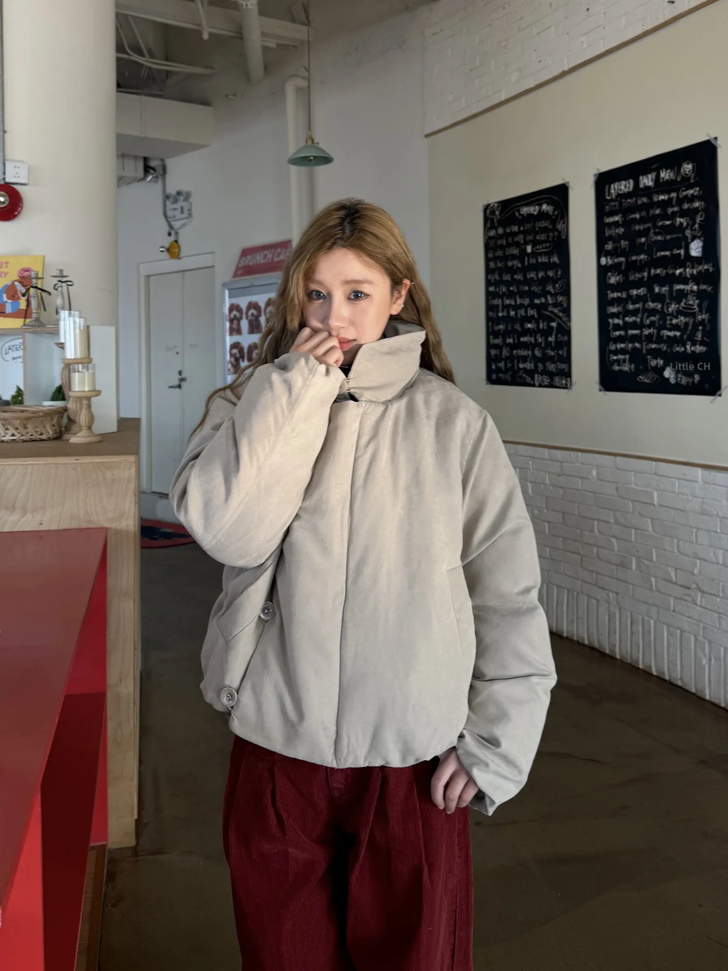 

Chuan Chuan Ye Street Sle Casual Loose Fit Cotton Jaet Men's Women's ort Wide Autumn Winter American Bread Coat