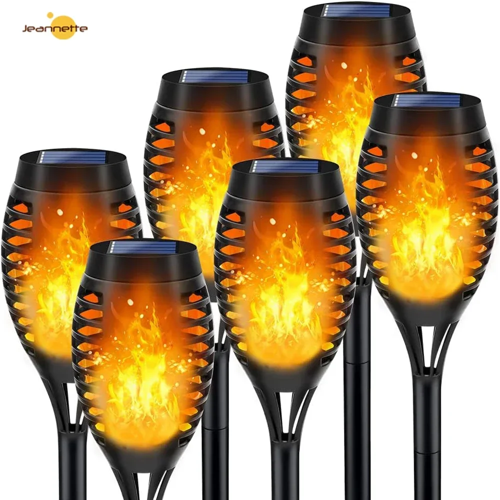 2/4/6/8/10Pcs Solar Flame Torch Light Flickering Light Waterproof Garden Decoration Outdoor for Lawn Path Yard Patio Floor Lamps