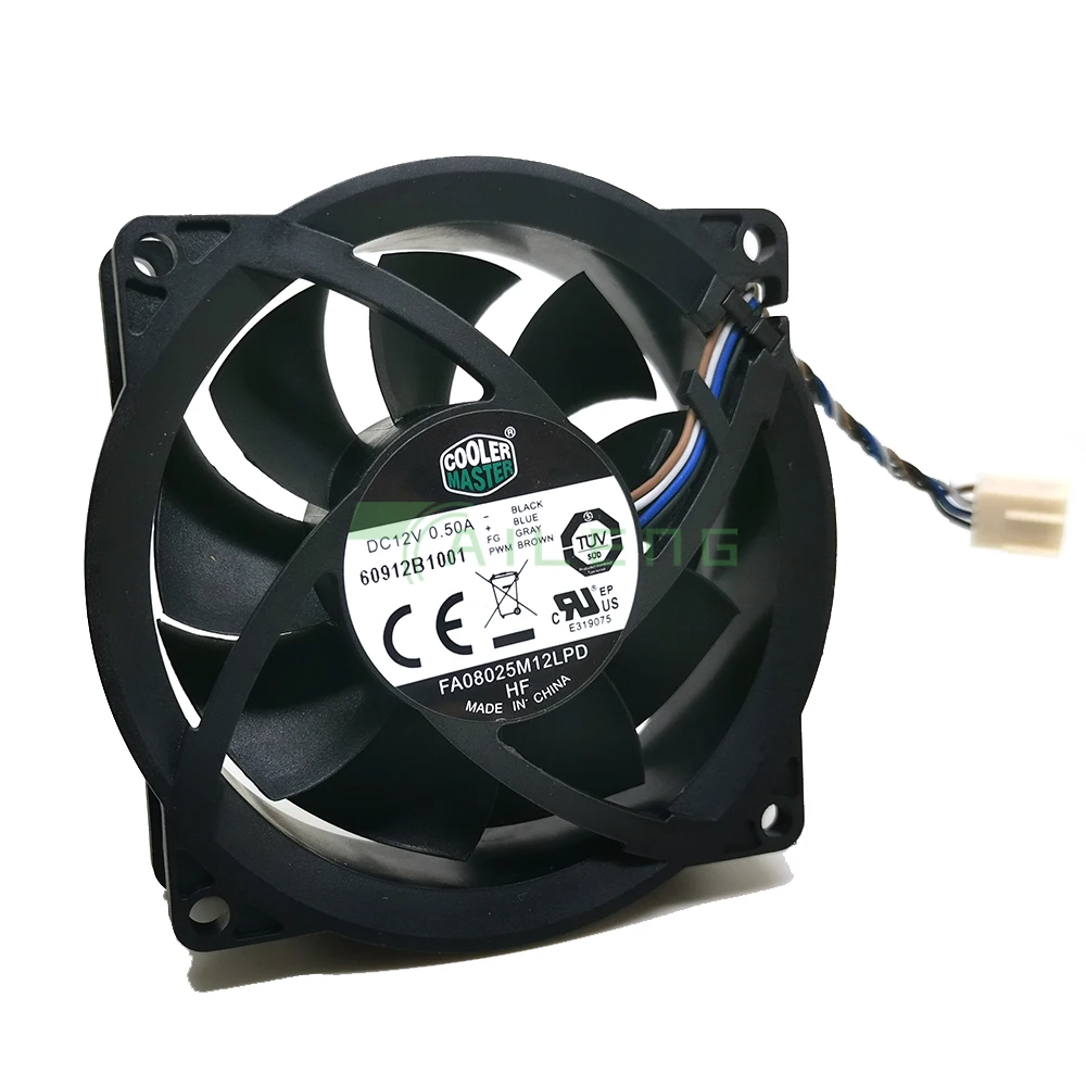 Ventilador de refrigeração para CoolerMaster FA08025M12LPD, Dissipador de calor, 4Pin, 12V, 0.50A, 804057-001, 80x80x25mm, Novo