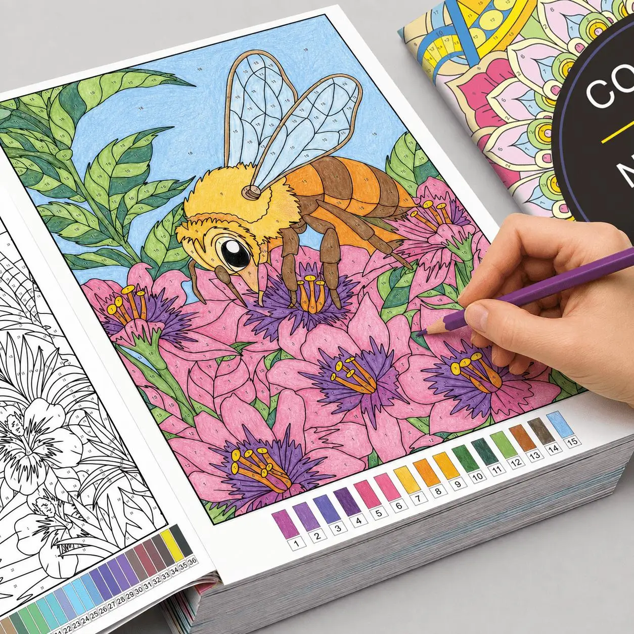 32 Pages Color By Number for Adults, Flower Nature Animal Coloring Workbook, Stress‑Relief Relaxing Art Activity Book