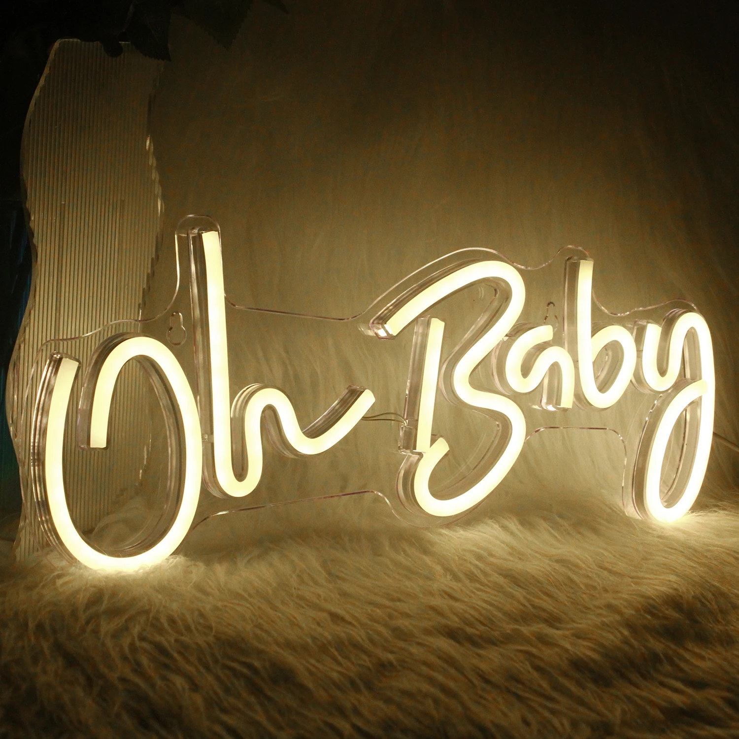 

Neon Sign Oh Baby Light LED Transparent Wedding Children Mariage Party Birthday Reunion Aesthetic Bedroom Wall Decor Gift Custom