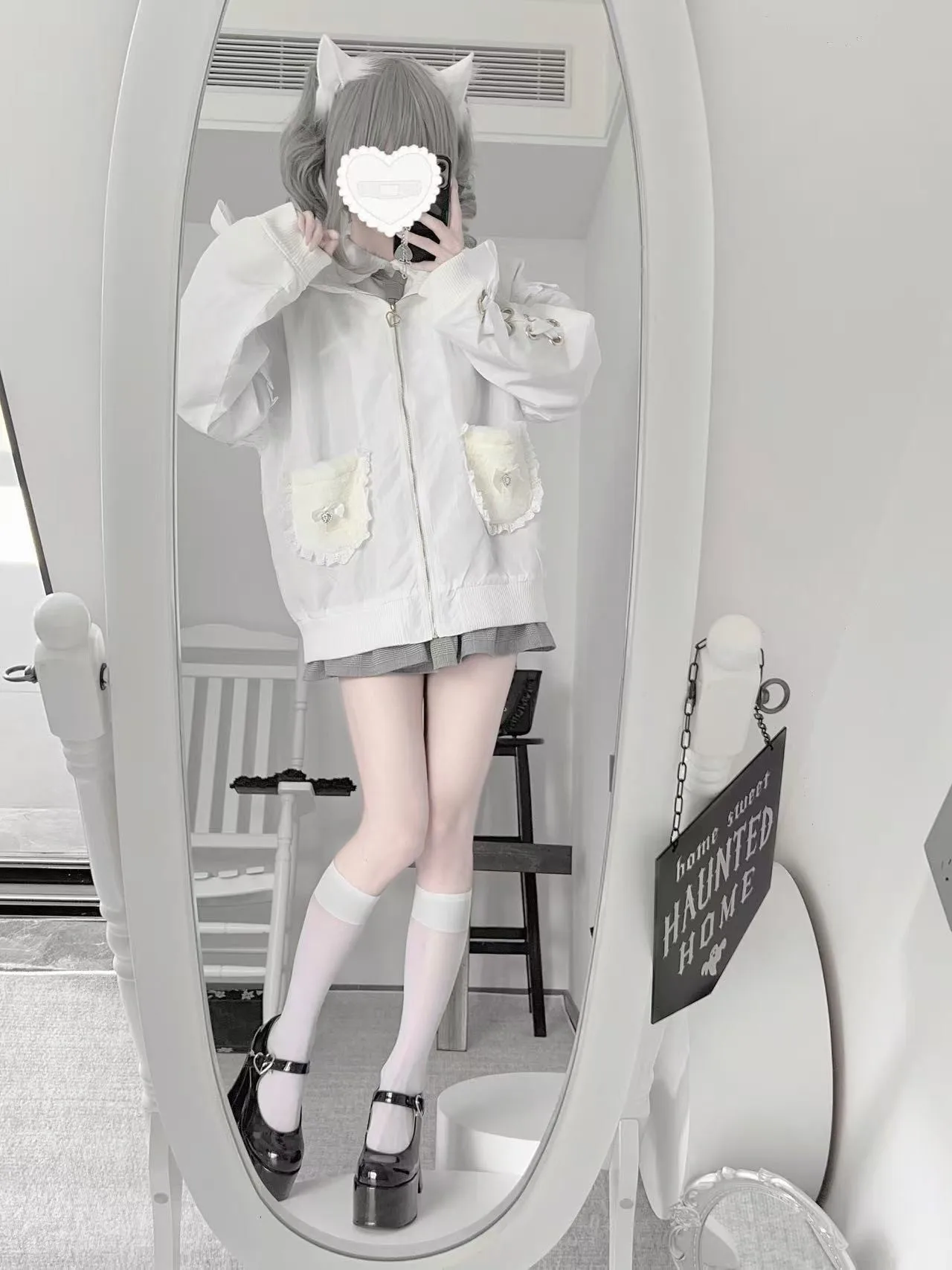 Kurtka Y2K czarno-biała, estetyka Harajuku, kawaii, rozpinana bluza z kapturem, słodka, cool, luźna bluza dla dziewczyn/kobiet