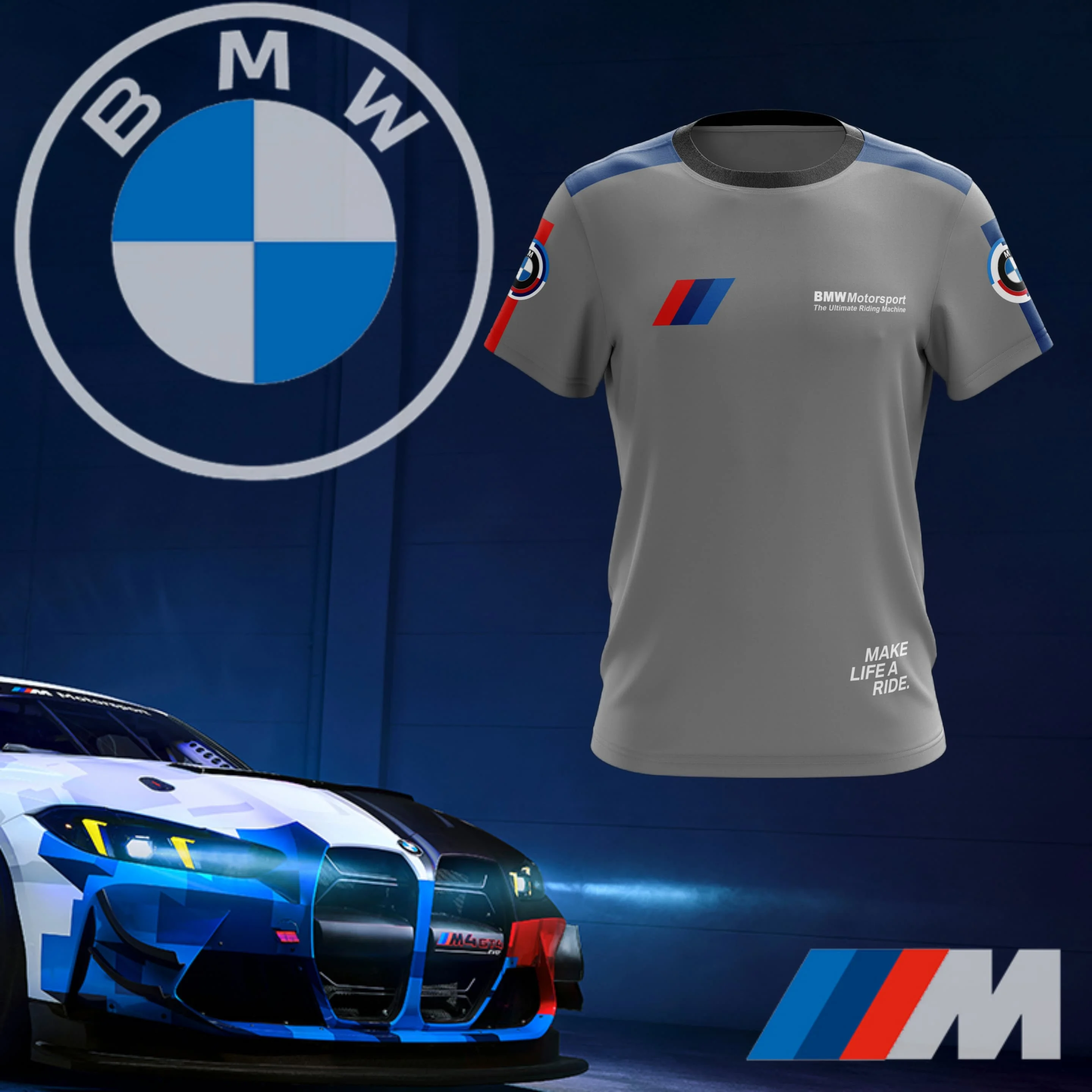 

2025 Summer BMW Motosport Grey Quick-Drying T-Shirt Outdoor Sports Cycling Short Sleeve Men's Extra Large Short Sleeve Moto