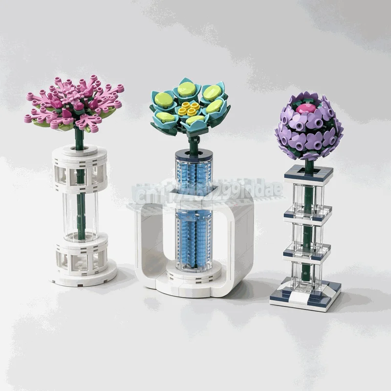 515PCS Flower Collection Model Custom Puzzle Architecture DIY Assembly Educational Creative Building Blocks Home Decoration Gift
