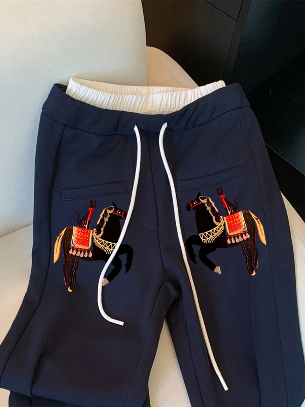 الإبداعية طباعة السراويل عارضة ex ربيع الخريف عالية الخصر مستقيم الساق السراويل الرياضية غير المتماثلة تصميم الكرتون نمط #3