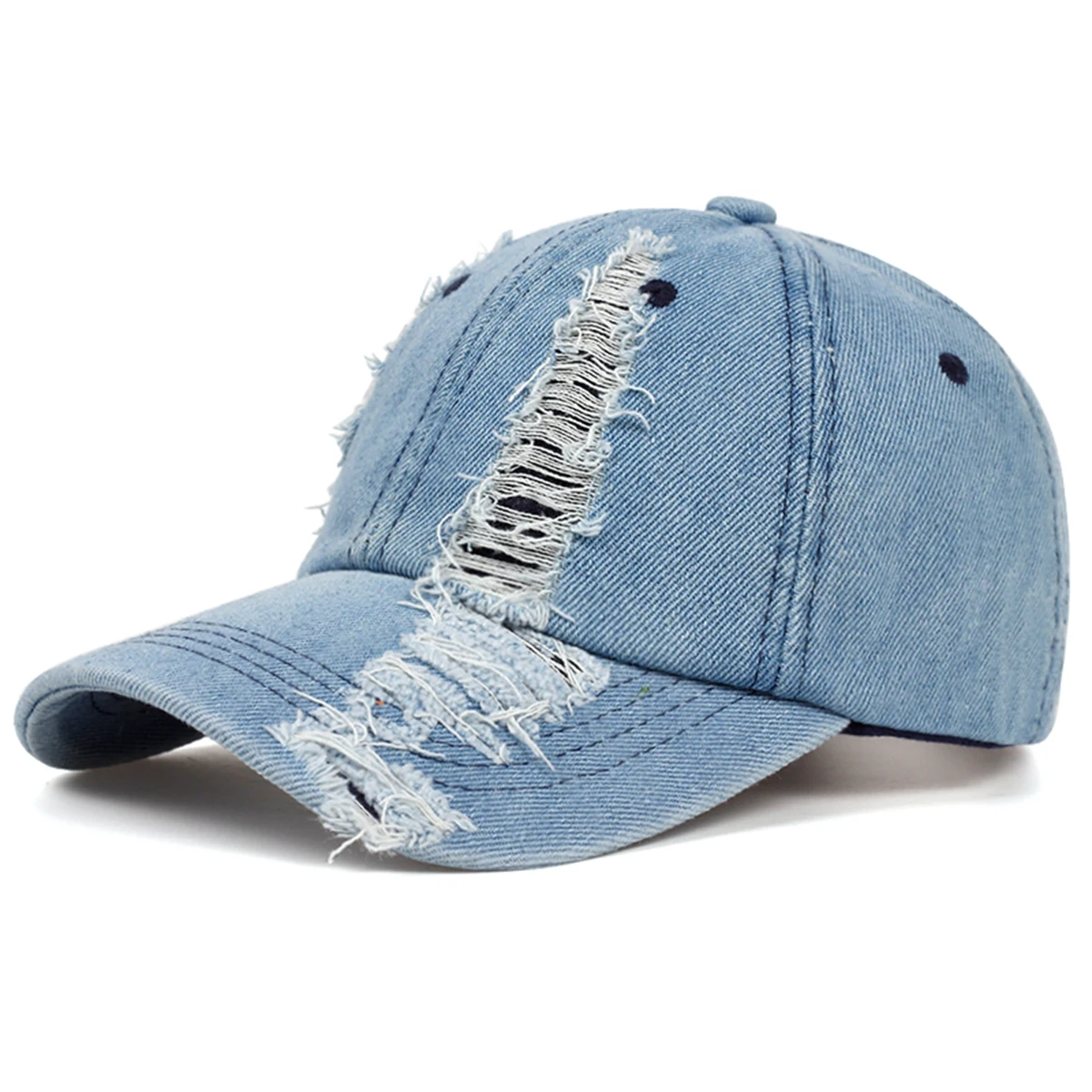 Unisex Light Solid Color Perforated Denim Baseball Caps Spring Autumn Outdoor Adjustable Casual Hats Sunscreen Hat