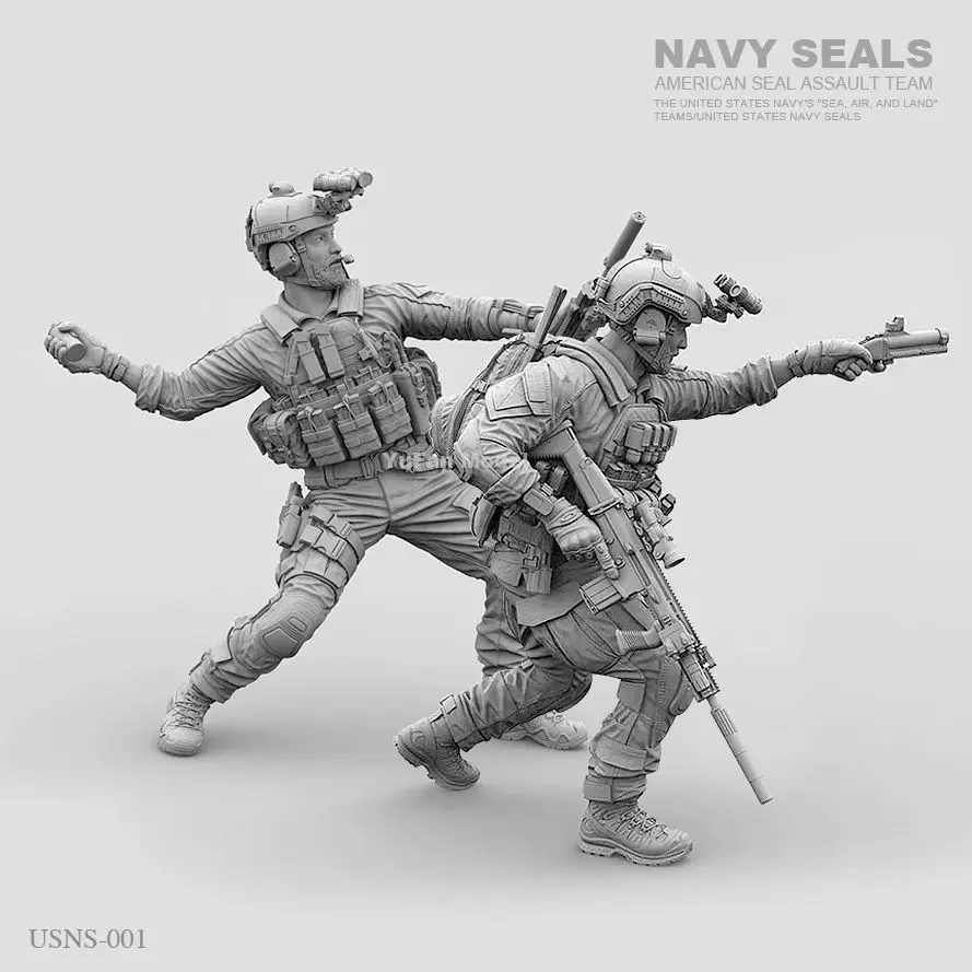 1/35 NAVY SEALS Two-person Group Resin Soldier 3D Printing Unassembled Unpainted Self-assembly Craft Figurines Miniatures