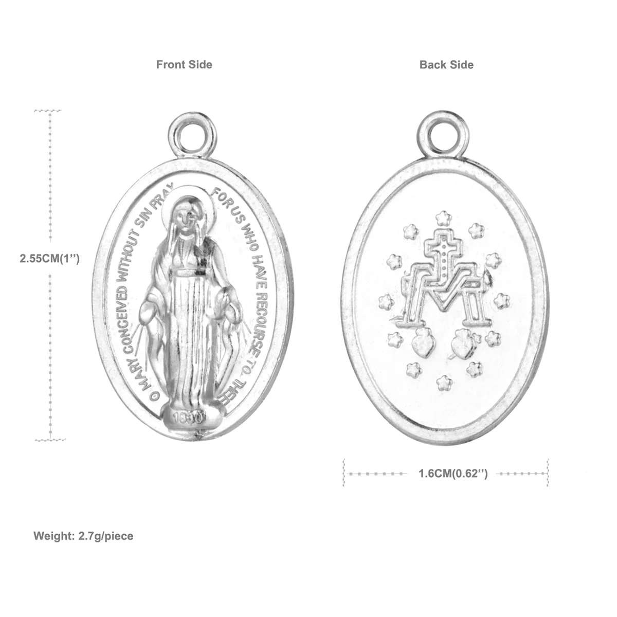 10Pcs Our Lady of Miraculous Medal Pendants Catholic Virgin Mary Charms DIY Making Necklace Ornaments Jewelry Accessories