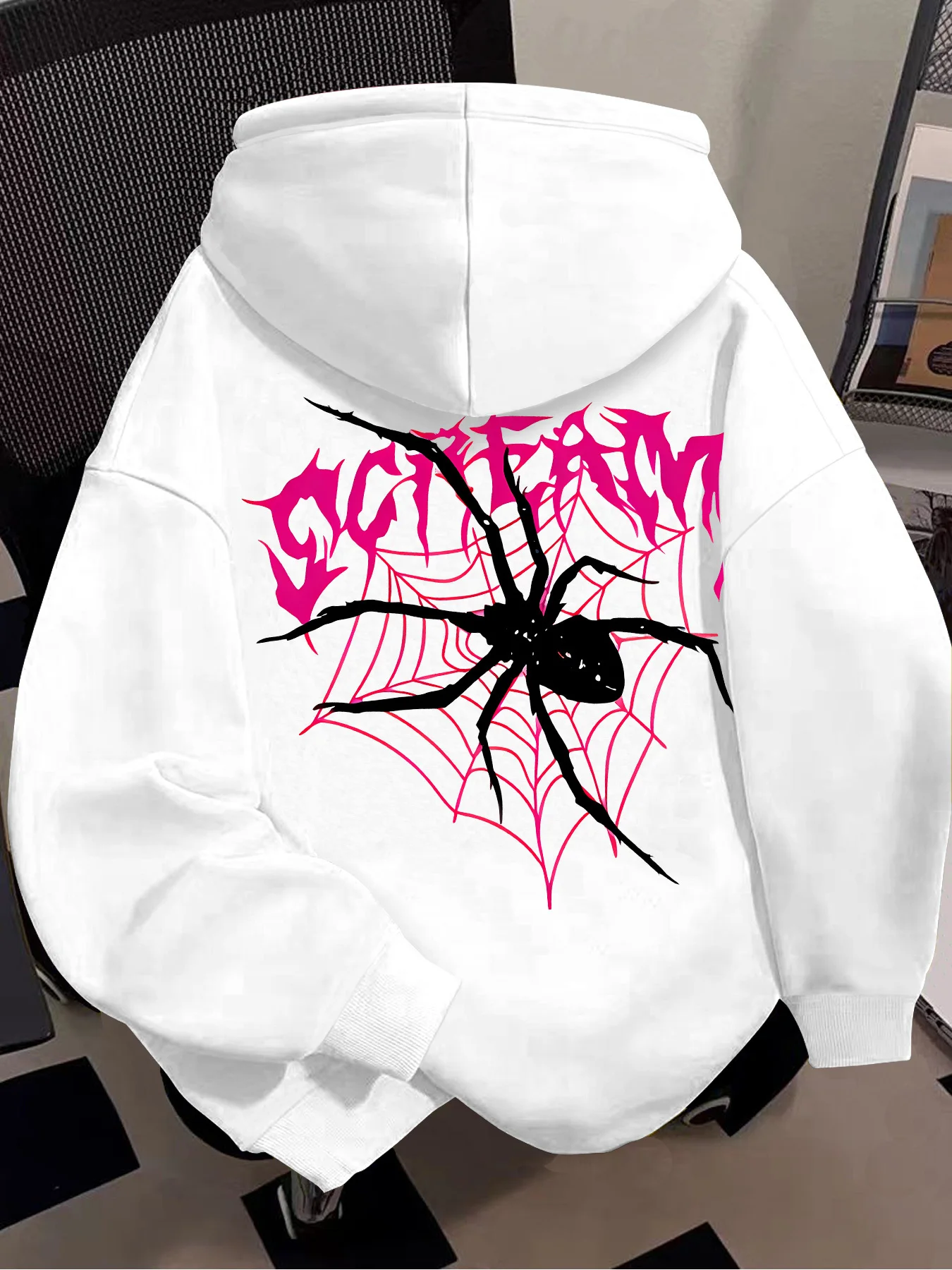 Women Spider Print Hoodie Unisex Autumn Winter Fleece Oversized Hooded Everyday Outdoors Hoodie for Any Occasion