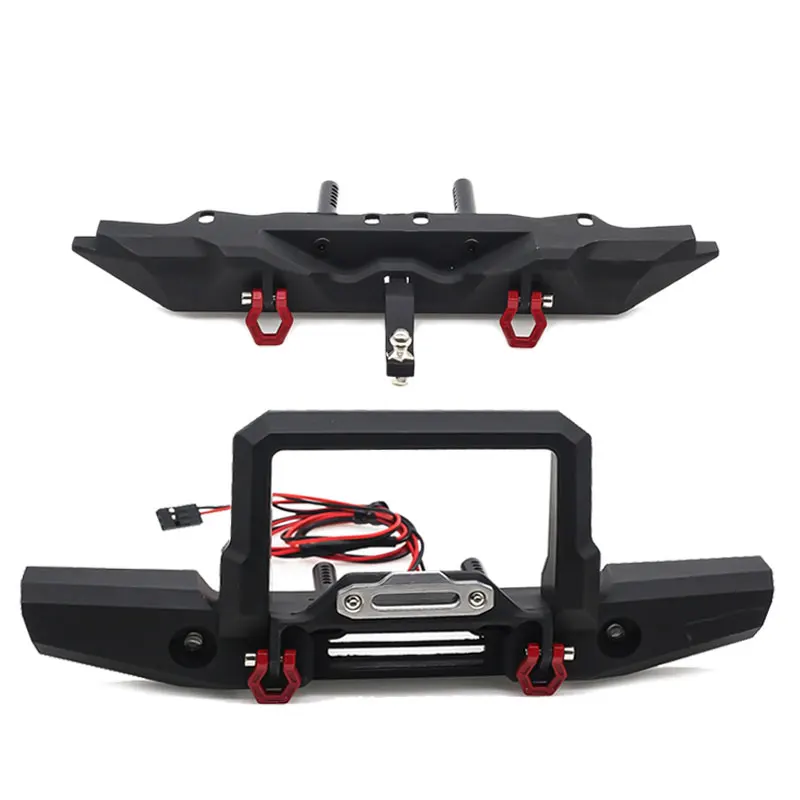 RC Car Metal Front Bumper with Led Light and Rear Bumper for 1/10 RC Crawler  TRX-4 TRX-4 Axial SCX10 Upgrade Parts