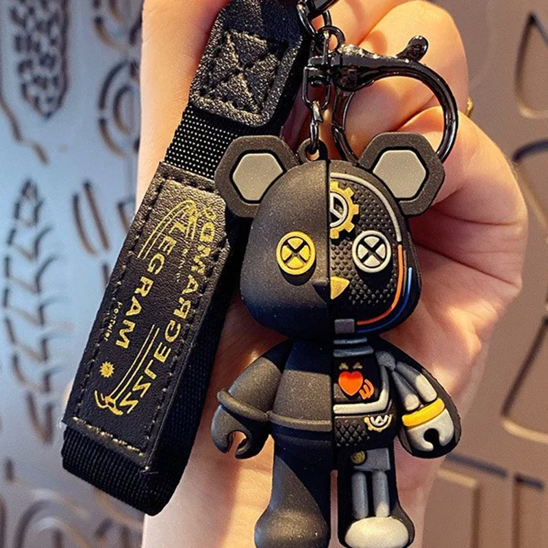 1pcs Mechanical Bear Key Chain Doll Pendant Car Key Ring Accessories Men and Women Bag Doll Pendant