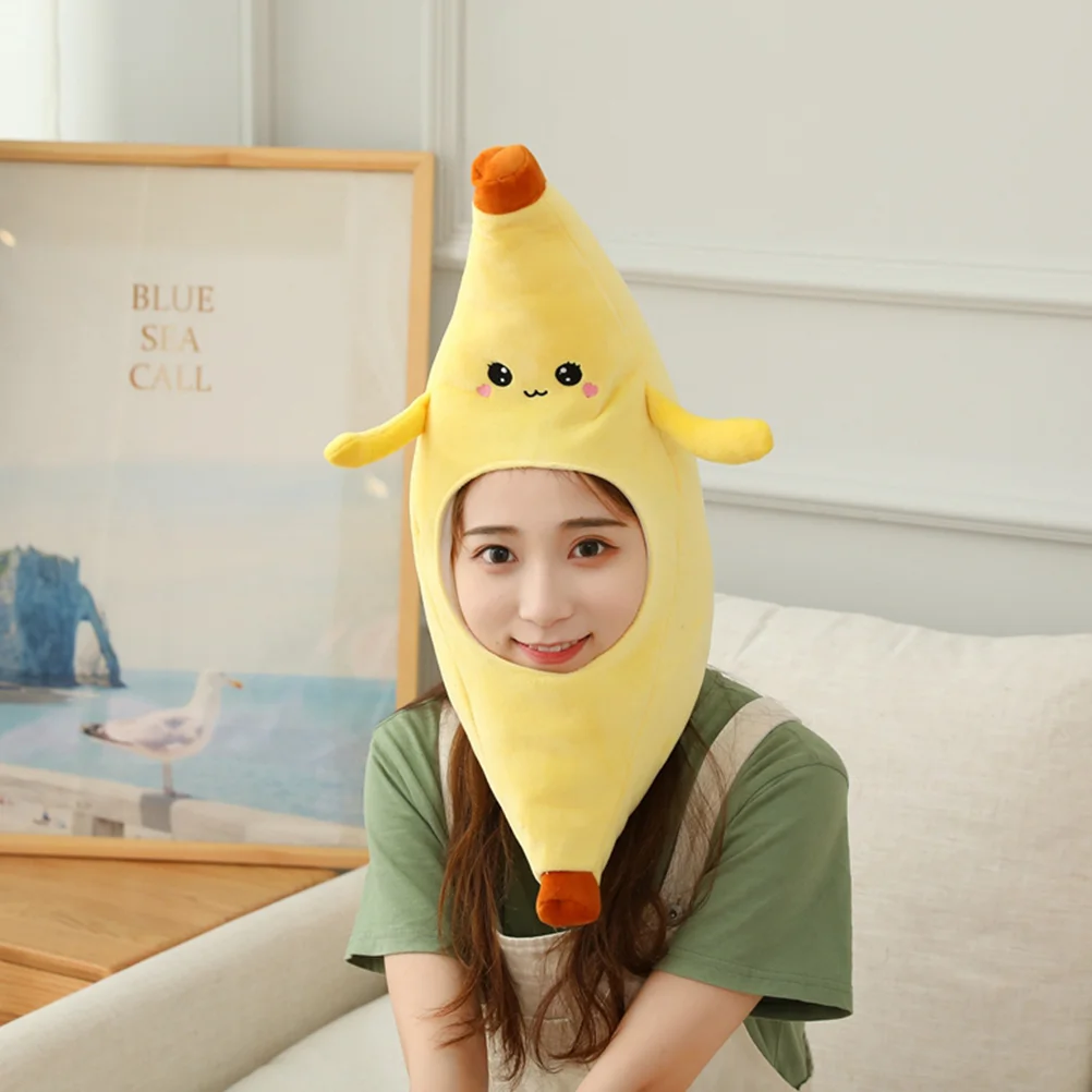 Banana Headgear Funny Party Hat Baby Bonnet Plush Cap Costume Hats Novelty Food