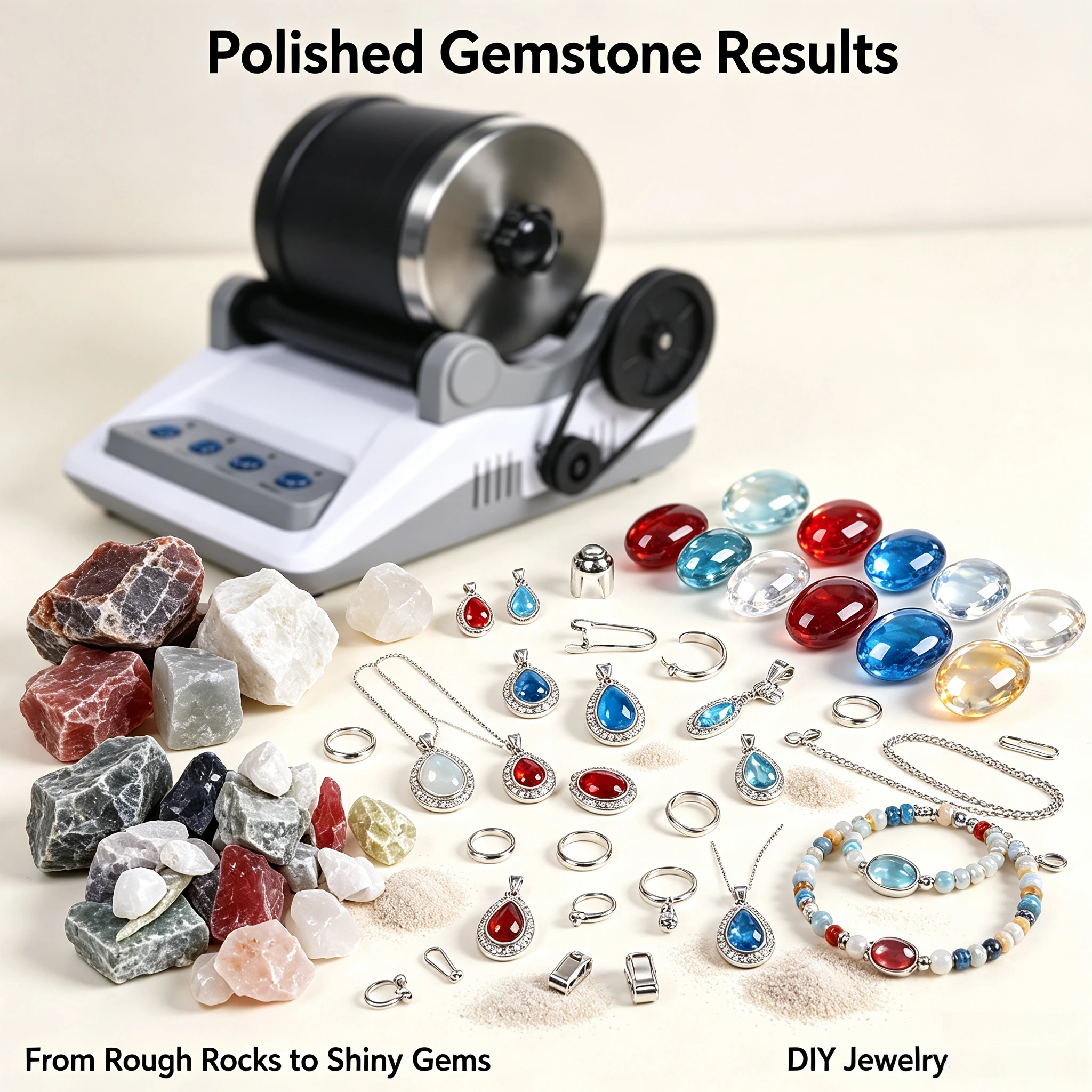 220V Rock Tumbler Kit DIY Electric Rock Tumbler Toy with Rough Gemstones Polishing Grits for Adult Kids Polishing Machine