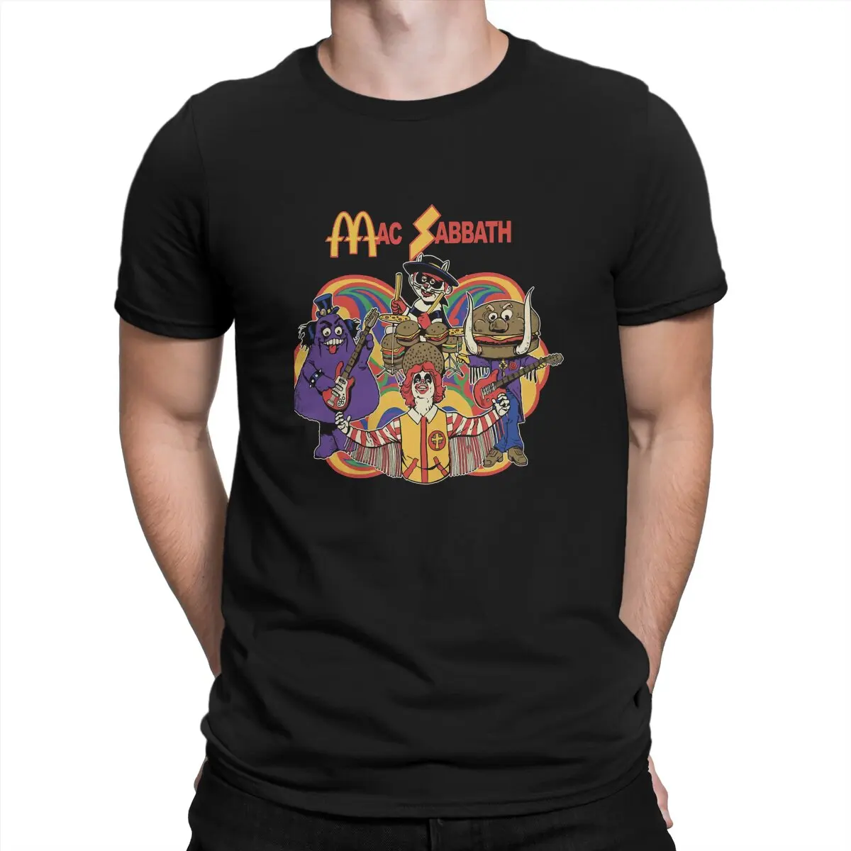 Mac Sabbath Black Call Me T-Shirts for Men Maiden Heavy Metal Novelty Tees Round Collar Short Sleeve T Shirt Gift Idea Clothing