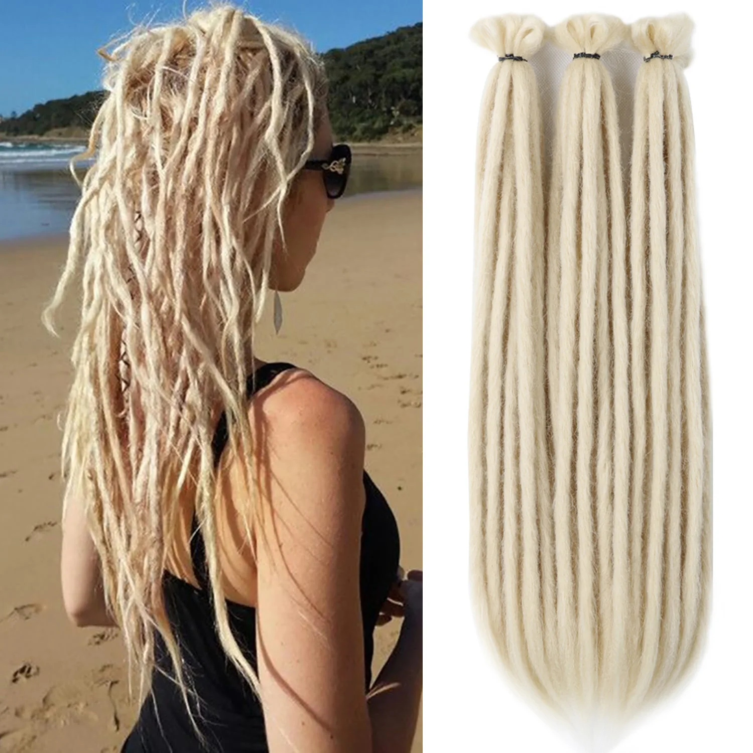 ملحقات Dreadlock الاصطناعية 10 السواحل الهبي واحدة نهاية الفزع أومبير Loc ملحقات 55 سنتيمتر الريغي نمط الكروشيه الشعر