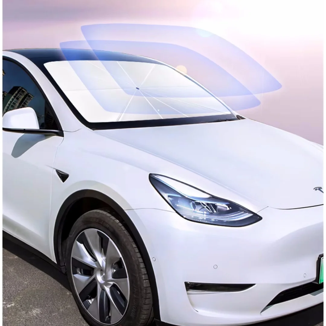 

Car Sunshade For Model X/3/Y/S Protective Umbrella Style Front Window Sunshade Protection Insulated Umbrella Foldable Sunshade