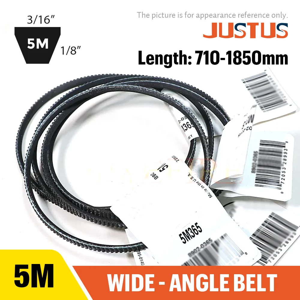 

GTAES 5M Wide-angle belt 710-1850mm For Harbor Freight Lathe Drive Belt Transmission Triangle Belt