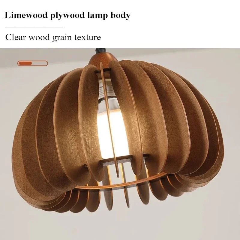 

SANDYHA Pendant Lights Modern Simple Track Spotlight Woodcraft Design Ideal for Living Room Restaurant Home Decoration Stylish