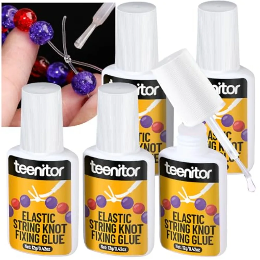 

60g Jewelry Glue for Elastic String, 5 Pack Bracelet Glue for Elastic String, Jewelry Making Supplies Professional Elastic Stri
